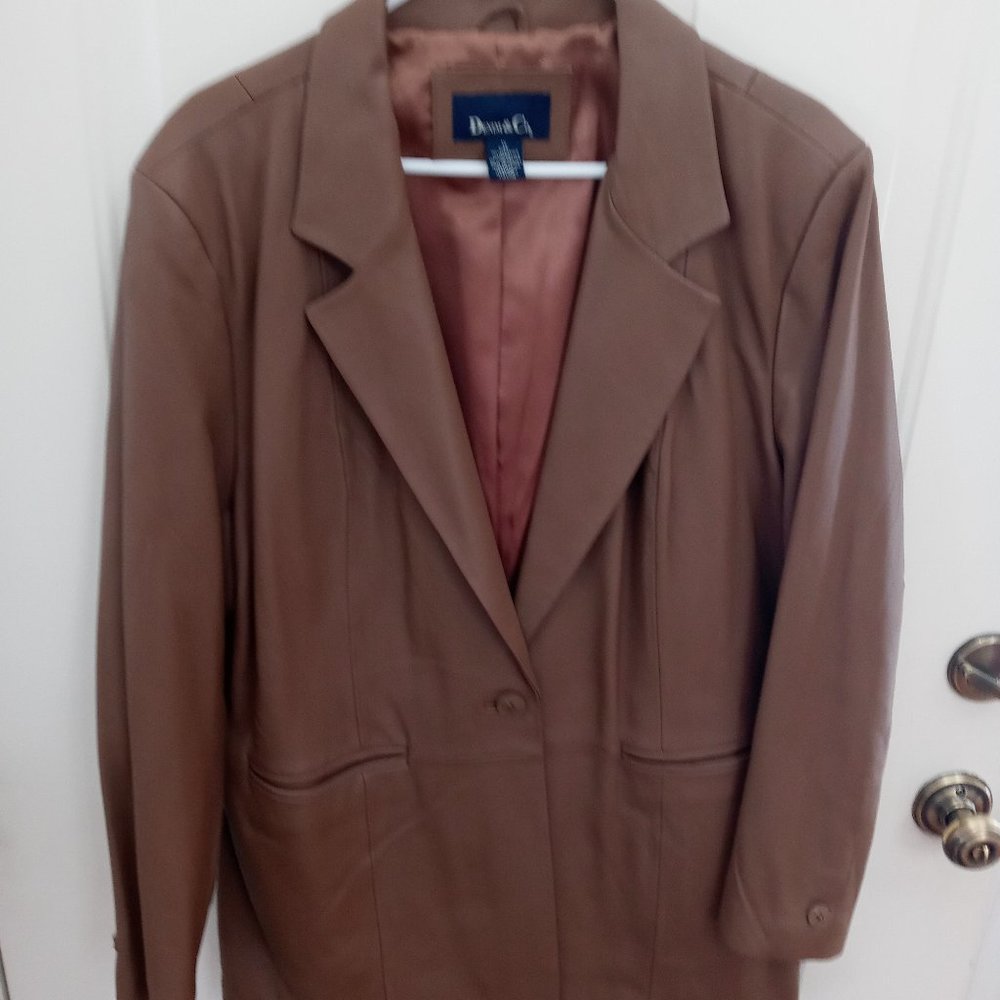 Denim & Co 1X Brown Leather blazer